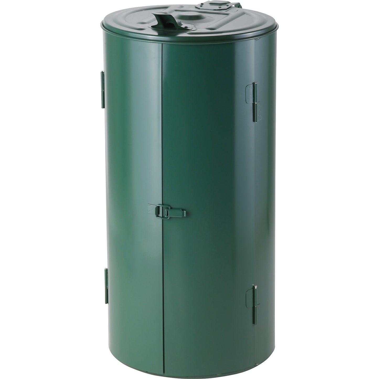 Waste collector with clamp lock, capacity 120 l, with double doors, green.