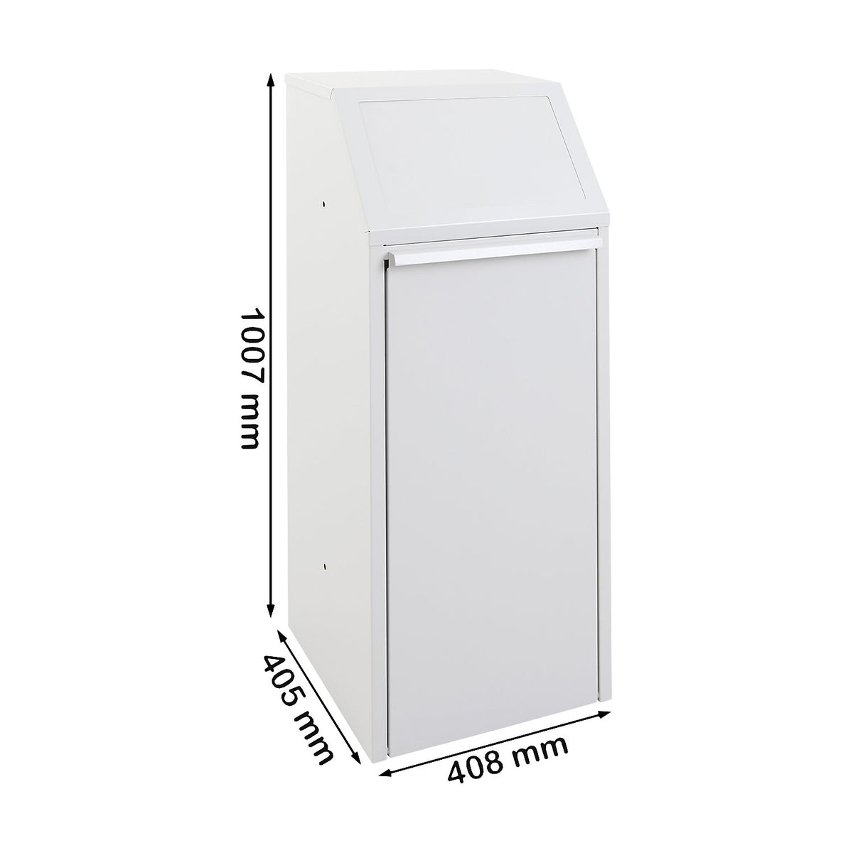 Sheet steel recyclable waste collector, capacity 70 l, WxHxD 408 x 1007 x 405 mm, grey.