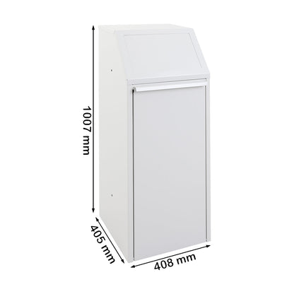 Sheet steel recyclable waste collector, capacity 70 l, WxHxD 408 x 1007 x 405 mm, grey.
