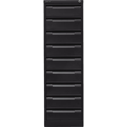 Card file cabinet, double track, A6, 9 drawers, black.