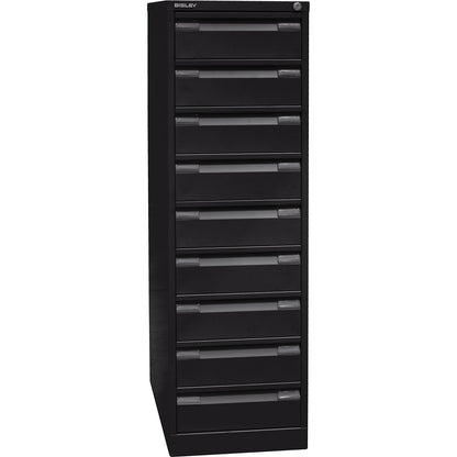 Card file cabinet, double track, A6, 9 drawers, black.