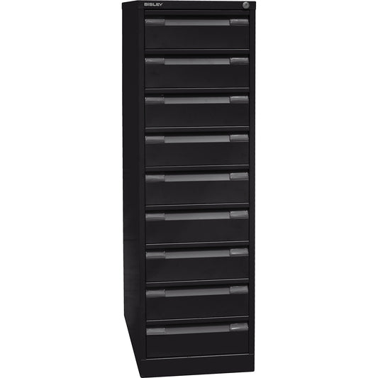 Card file cabinet, double track, A6, 9 drawers, black.