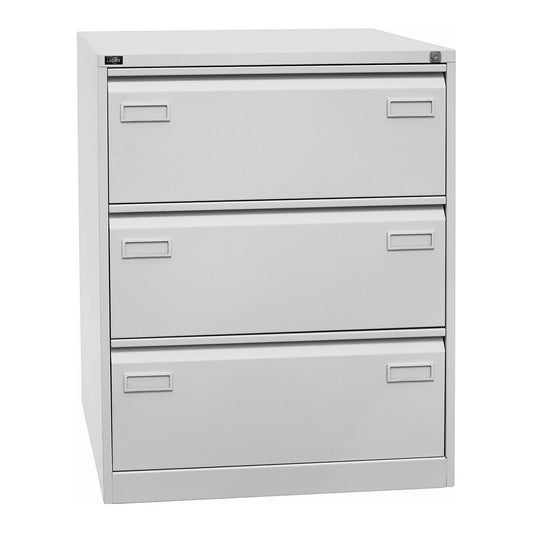 LIGHT suspension file cabinet, 2-track, 3 A4 drawers, light grey.