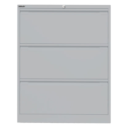 Suspension file cabinet, 2-track, 3 A4 drawers, white aluminium.