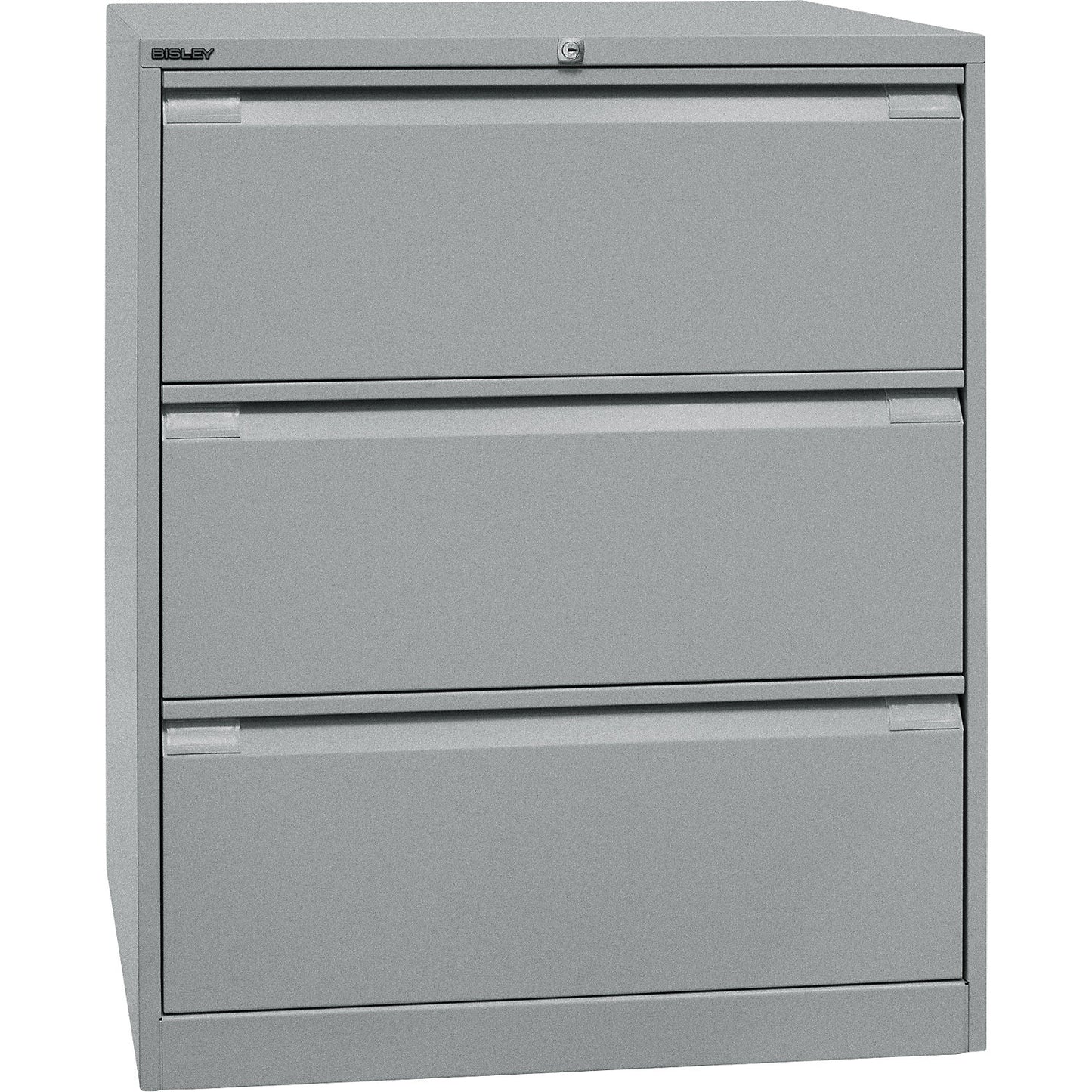 Suspension file cabinet, 2-track, 3 A4 drawers, white aluminium.