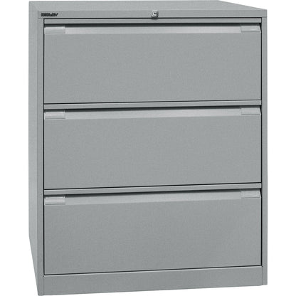 Suspension file cabinet, 2-track, 3 A4 drawers, white aluminium.