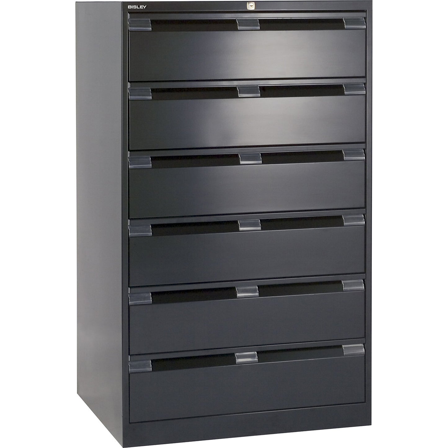 Card file cabinet, triple track, A5, 6 drawers, black.