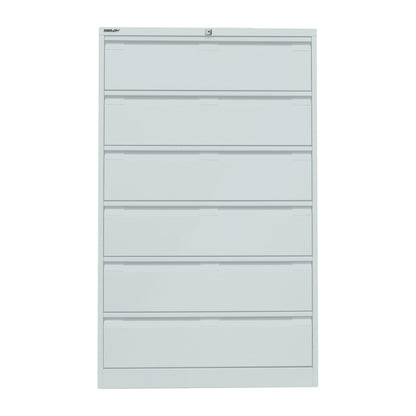 Card file cabinet, triple track, A5, 6 drawers, light grey.