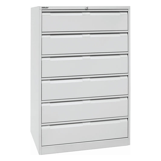 Card file cabinet, triple track, A5, 6 drawers, light grey.