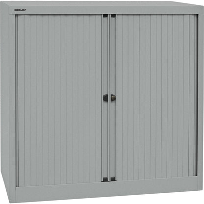 EURO roller shutter cupboard, width 1000 mm, 2 shelves, silver.