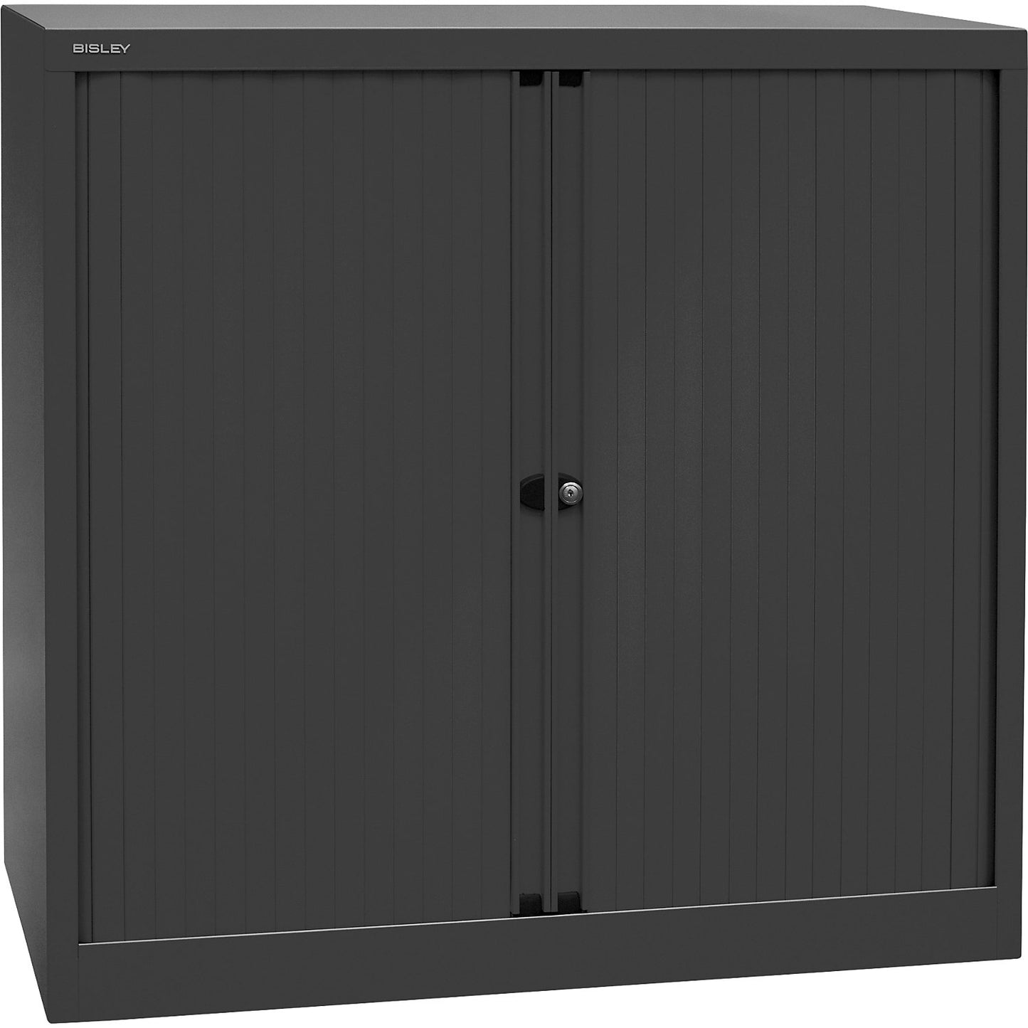 EURO roller shutter cupboard, width 1000 mm, 2 shelves, black.