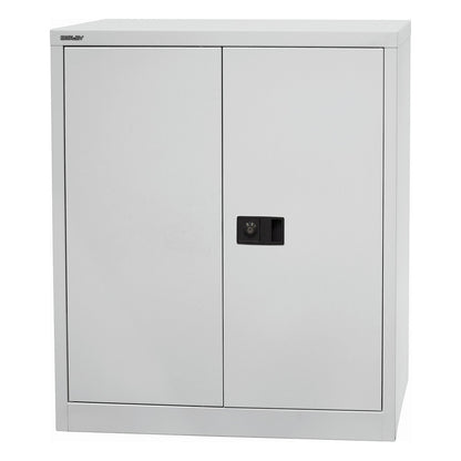 UNIVERSAL double door cupboard, HxWxD 1000 x 914 x 400 mm, 1 zinc plated shelf, 2 file heights, light grey.