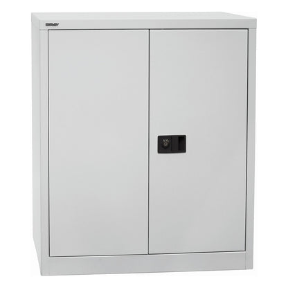 UNIVERSAL double door cupboard, HxWxD 1000 x 914 x 400 mm, 1 zinc plated shelf, 2 file heights, light grey.