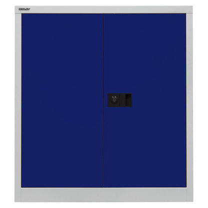 UNIVERSAL double door cupboard, HxWxD 1000 x 914 x 400 mm, 1 shelf, 2 file heights, light grey / Oxford blue.