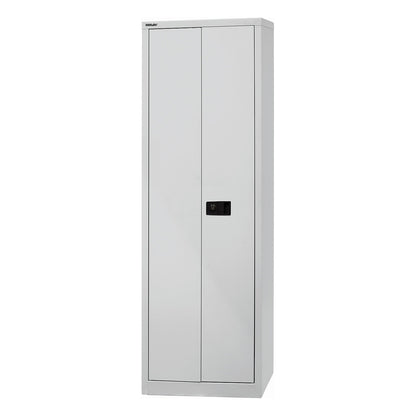 UNIVERSAL double door cupboard, HxWxD 1950 x 600 x 400 mm, 4 shelves, 5 file heights, light grey.