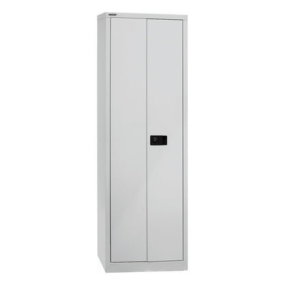 UNIVERSAL double door cupboard, HxWxD 1950 x 600 x 400 mm, 4 shelves, 5 file heights, light grey.