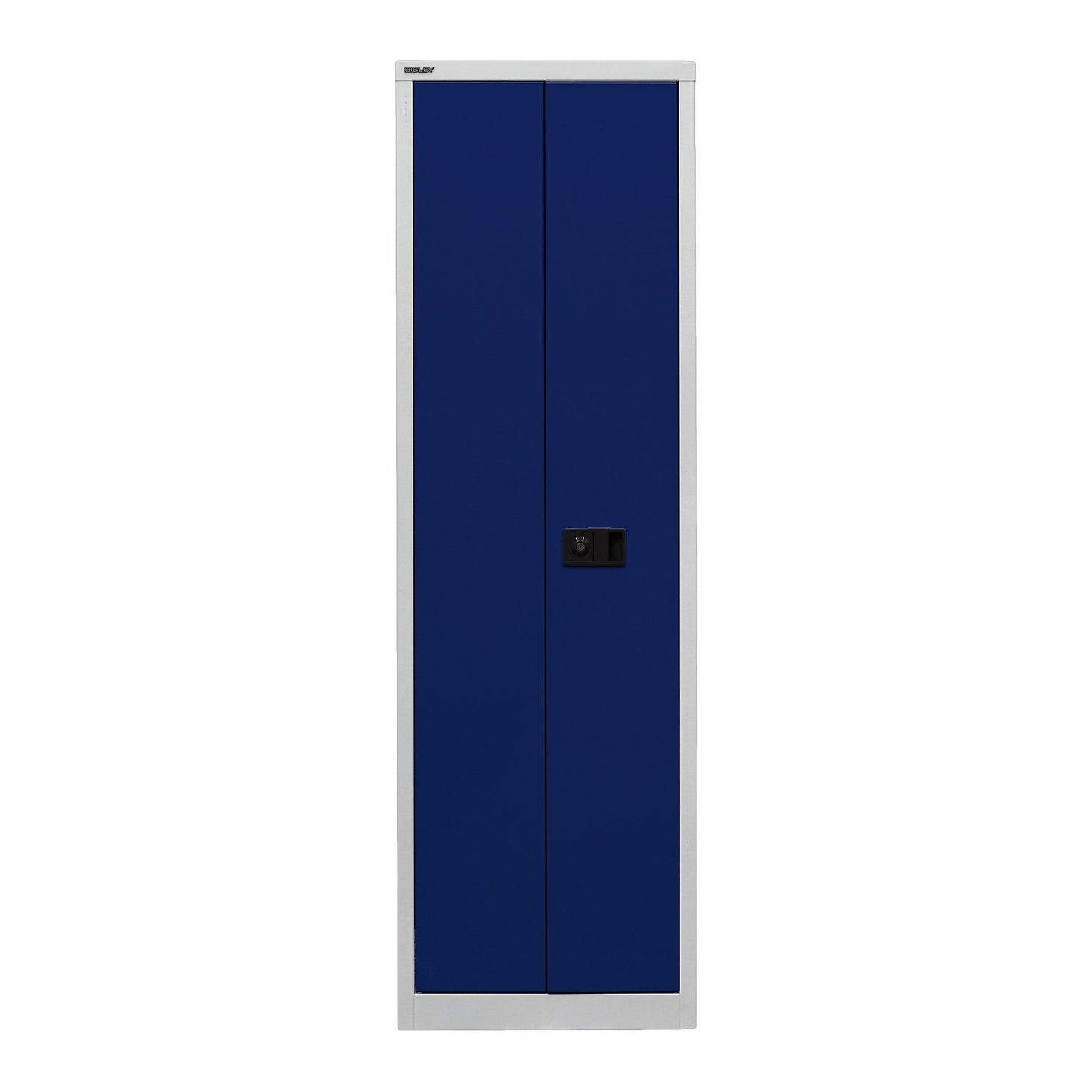 UNIVERSAL double door cupboard, HxWxD 1950 x 600 x 400 mm, 4 shelves, 5 file heights, light grey / Oxford blue.