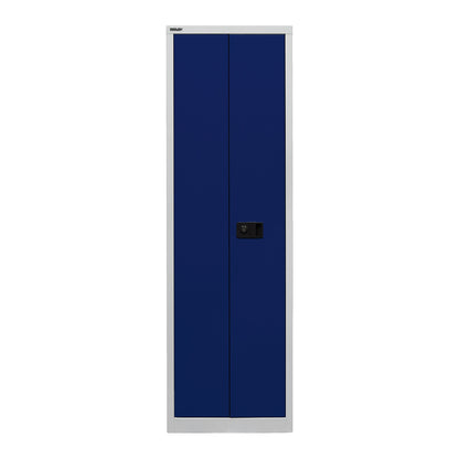 UNIVERSAL double door cupboard, HxWxD 1950 x 600 x 400 mm, 4 shelves, 5 file heights, light grey / Oxford blue.