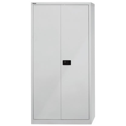UNIVERSAL double door cupboard, HxWxD 1950 x 914 x 400 mm, 4 shelves, 5 file heights, light grey.