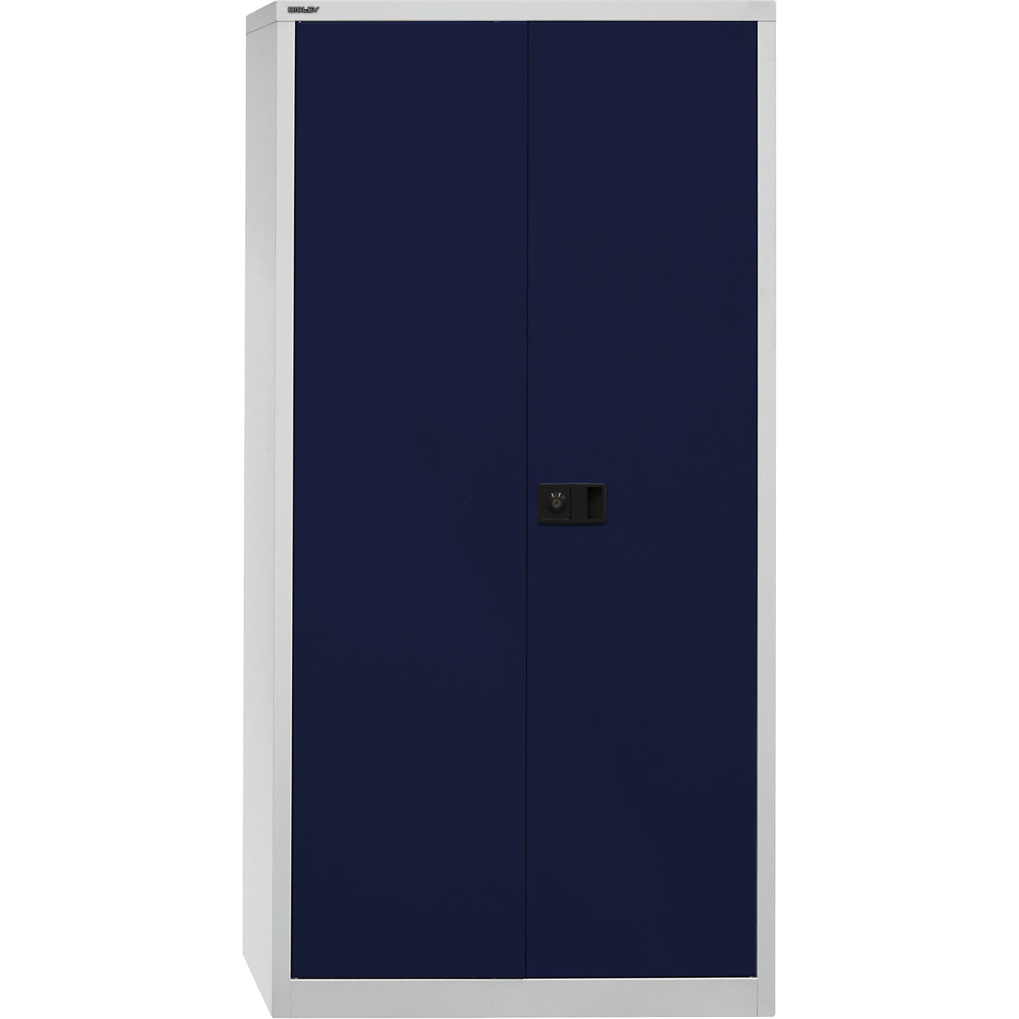 UNIVERSAL double door cupboard, HxWxD 1950 x 914 x 400 mm, 4 shelves, 5 file heights, light grey / Oxford blue.