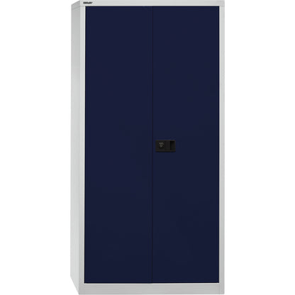 UNIVERSAL double door cupboard, HxWxD 1950 x 914 x 400 mm, 4 shelves, 5 file heights, light grey / Oxford blue.
