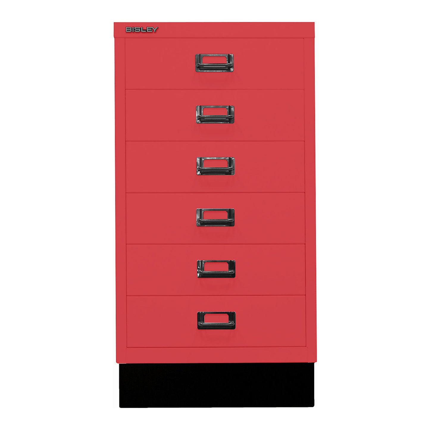 MultiDrawer™ 39 series, with plinth, A3, 6 drawers, cardinal red, black.