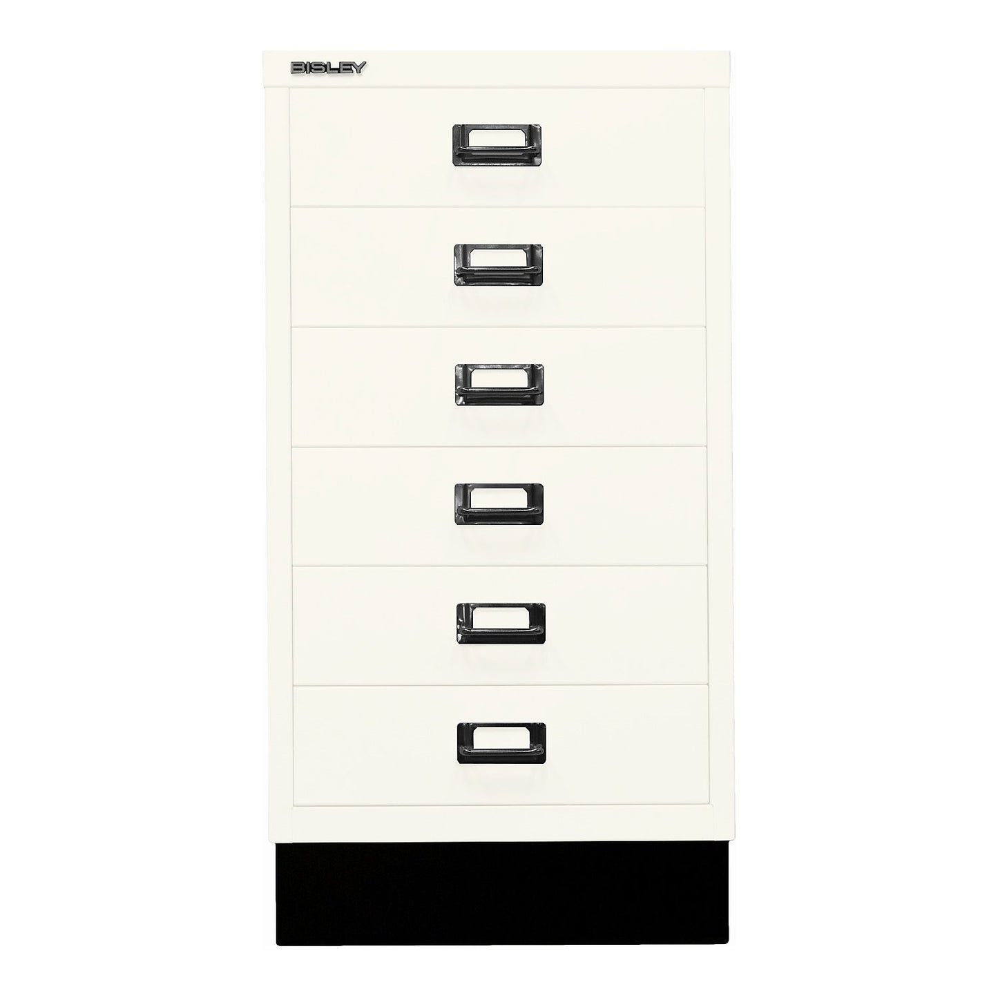 MultiDrawer™ 39 series, with plinth, A3, 6 drawers, traffic white, black.