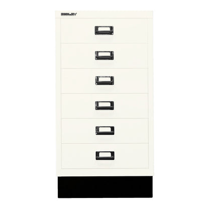 MultiDrawer™ 39 series, with plinth, A3, 6 drawers, traffic white, black.