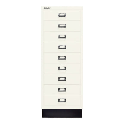 MultiDrawer™ 39 series, with plinth, A3, 9 drawers, traffic white, black.
