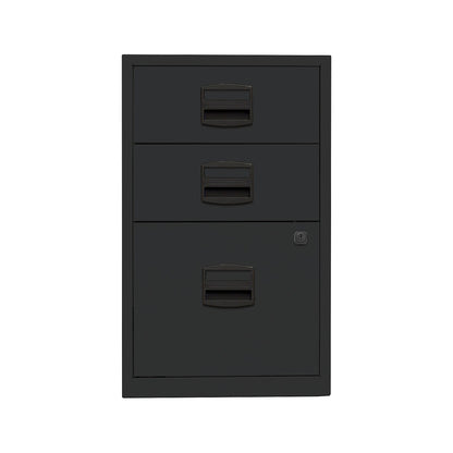 PFA side cupboard, 2 drawers, 1 suspension file drawer, black.