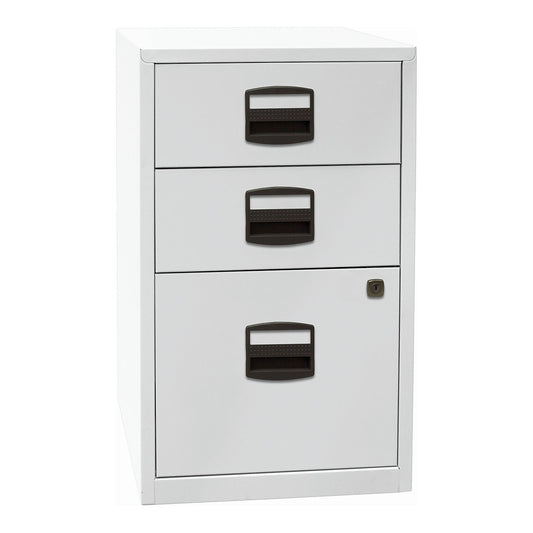 PFA side cupboard, 2 drawers, 1 suspension file drawer, light grey.