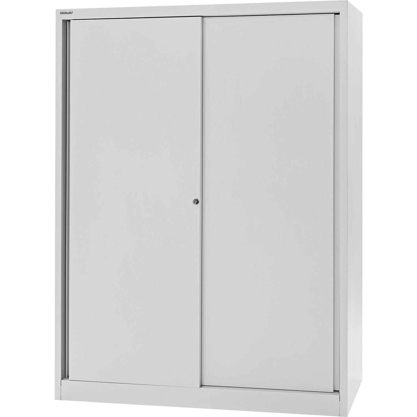 ECO sliding door cupboard, 3 shelves, 4 file heights, light grey.