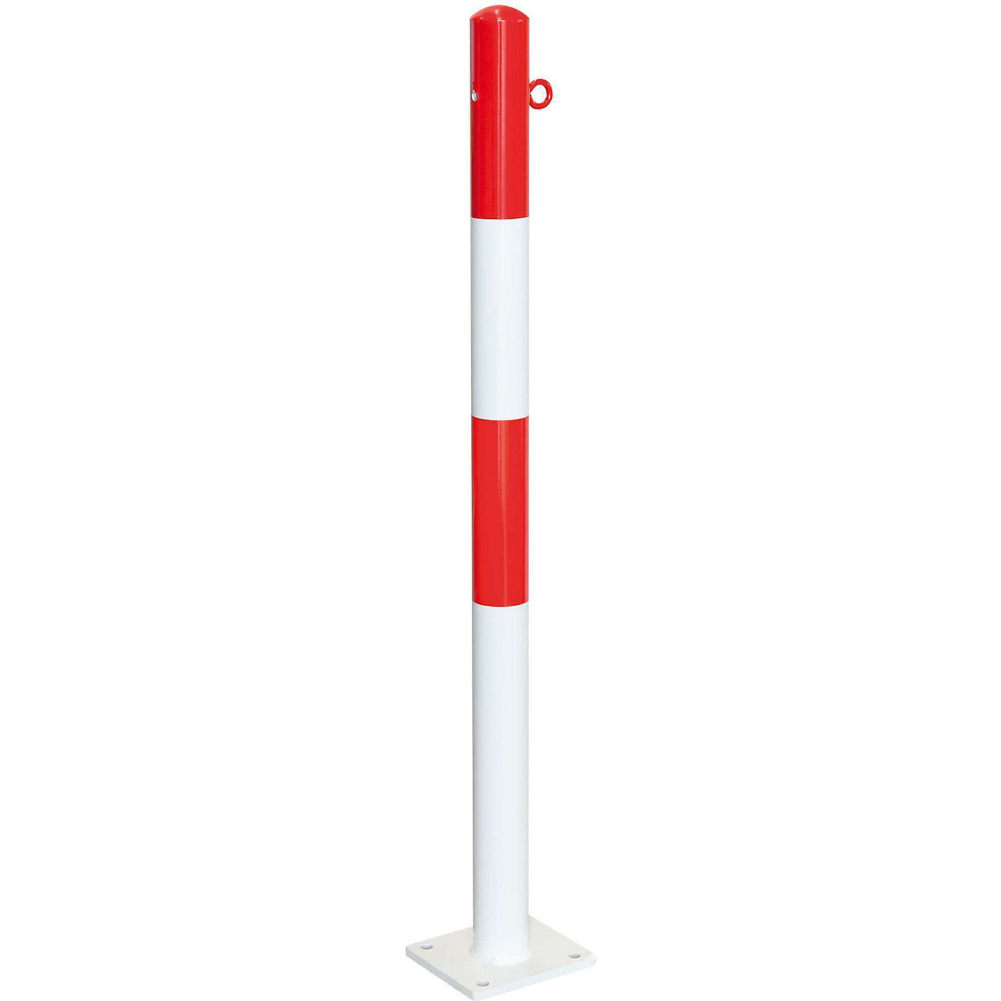 Bollard Morion, for bolting in place, Ø 60 mm, painted red/white, 1 eyelet.