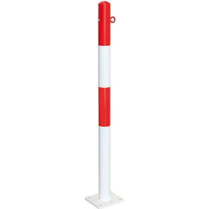 Bollard Morion, for bolting in place, Ø 60 mm, painted red/white, 1 eyelet.