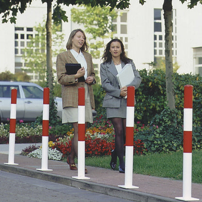 Bollard Morion, for bolting in place, Ø 76 mm, hot dip galvanised / reflective red.
