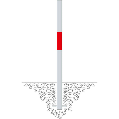 Bollard Morion, for setting in concrete, Ø 60 mm, hot dip galvanised / reflective red, 2 eyelets.