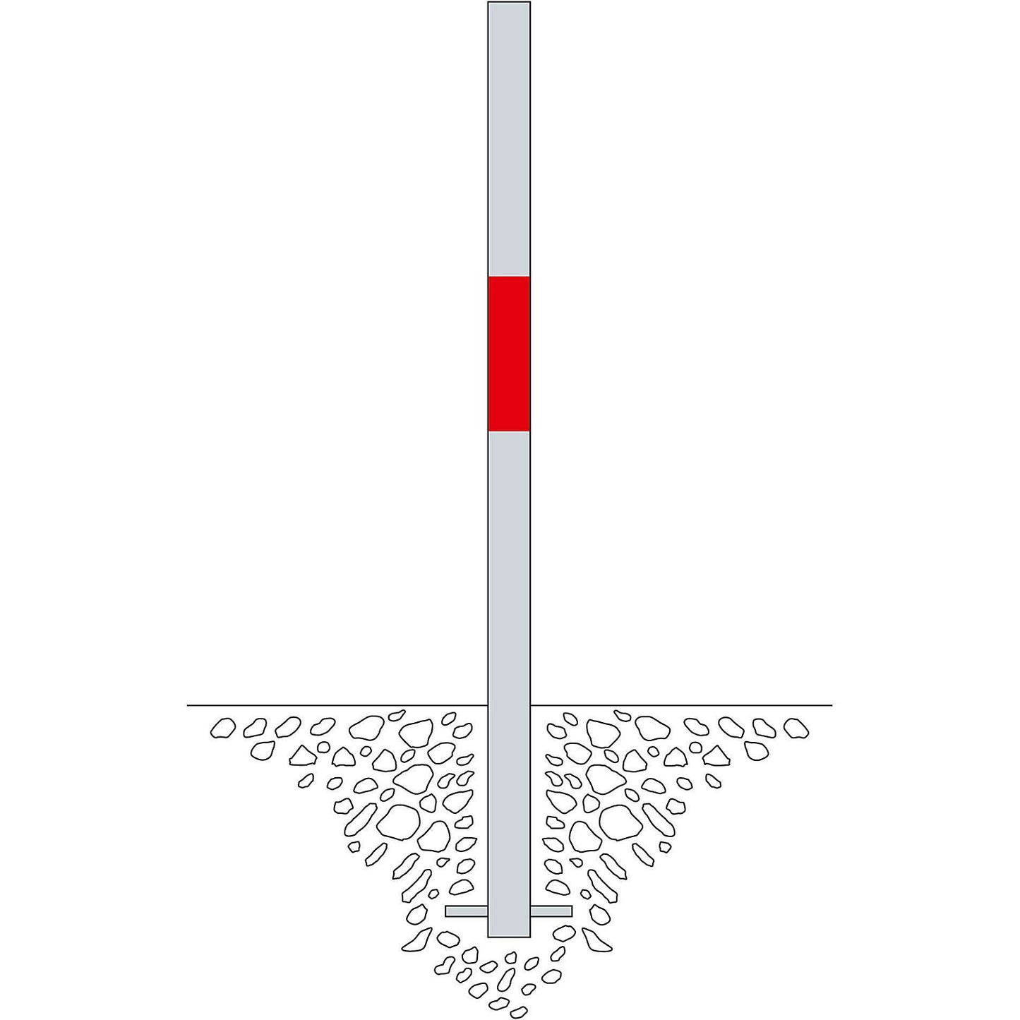 Bollard Morion, for setting in concrete, Ø 60 mm, hot dip galvanised / reflective red, 1 eyelet.