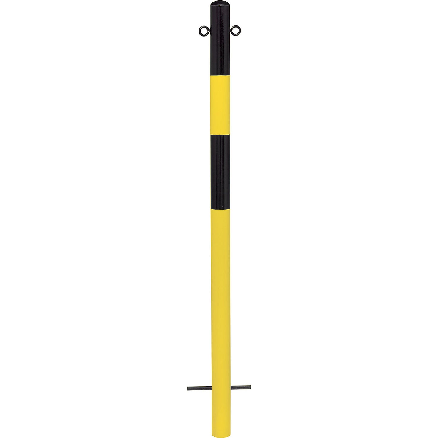 Bollard Morion, for setting in concrete, Ø 60 mm, painted black/yellow, 2 eyelets.
