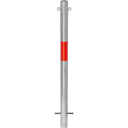 Bollard Morion, for setting in concrete, Ø 60 mm, hot dip galvanised / reflective red, 2 eyelets.