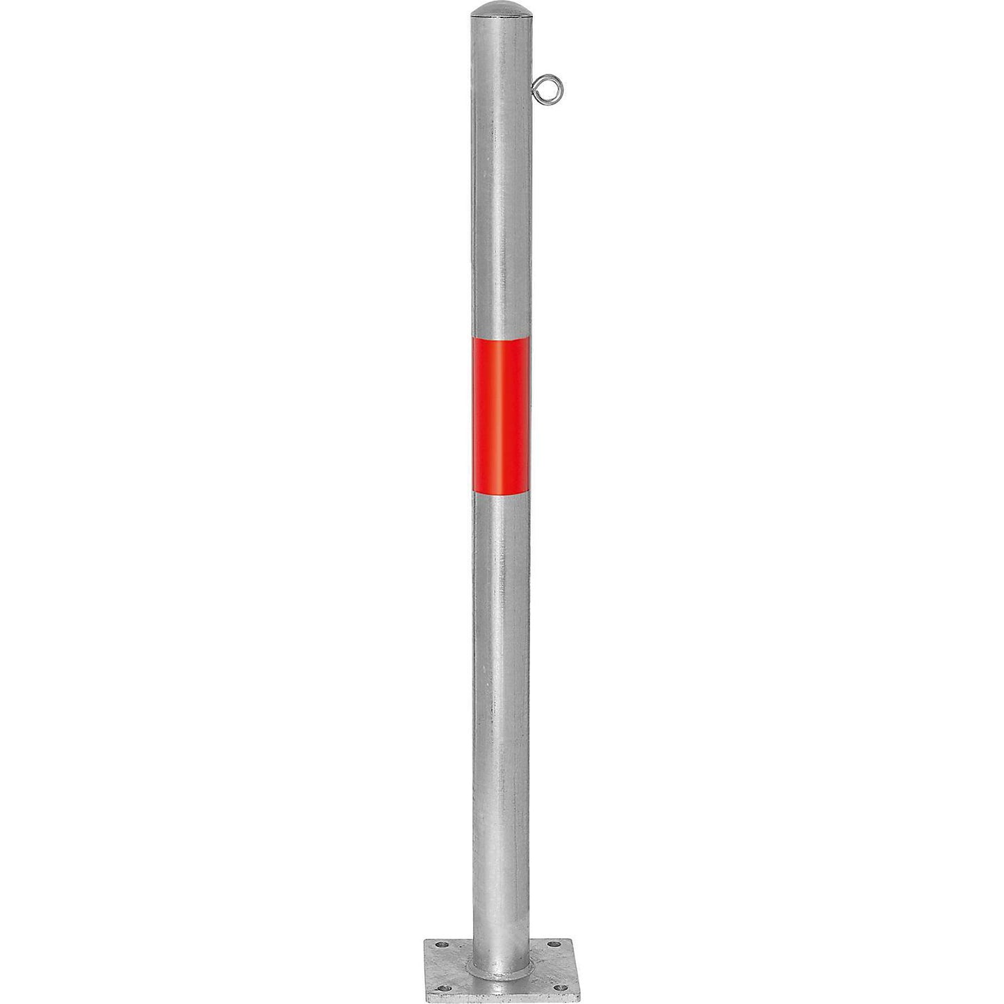 Bollard Morion, for bolting in place, Ø 60 mm, hot dip galvanised / reflective red, 1 eyelet.