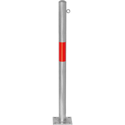 Bollard Morion, for bolting in place, Ø 60 mm, hot dip galvanised / reflective red, 1 eyelet.