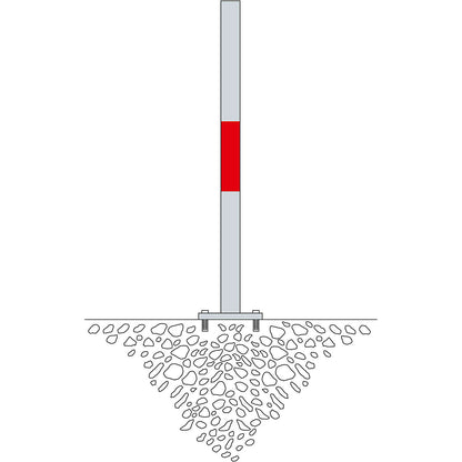 Bollard Morion, for bolting in place, Ø 60 mm, hot dip galvanised / reflective red, 2 eyelets.