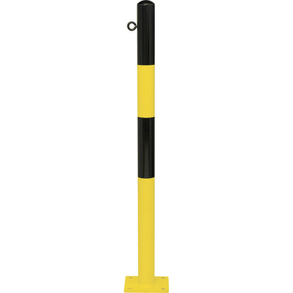 Bollard Morion, for bolting in place, Ø 60 mm, painted black/yellow, 1 eyelet.