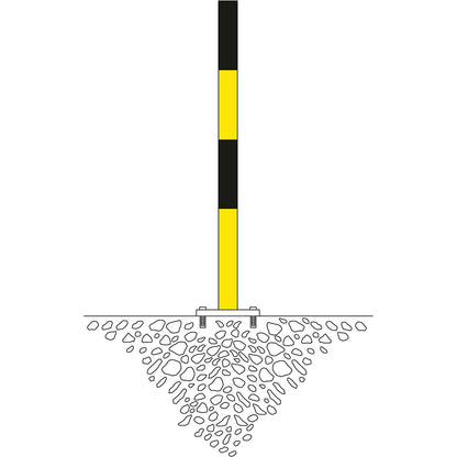 Bollard Morion, for bolting in place, Ø 60 mm, painted black/yellow, 1 eyelet.
