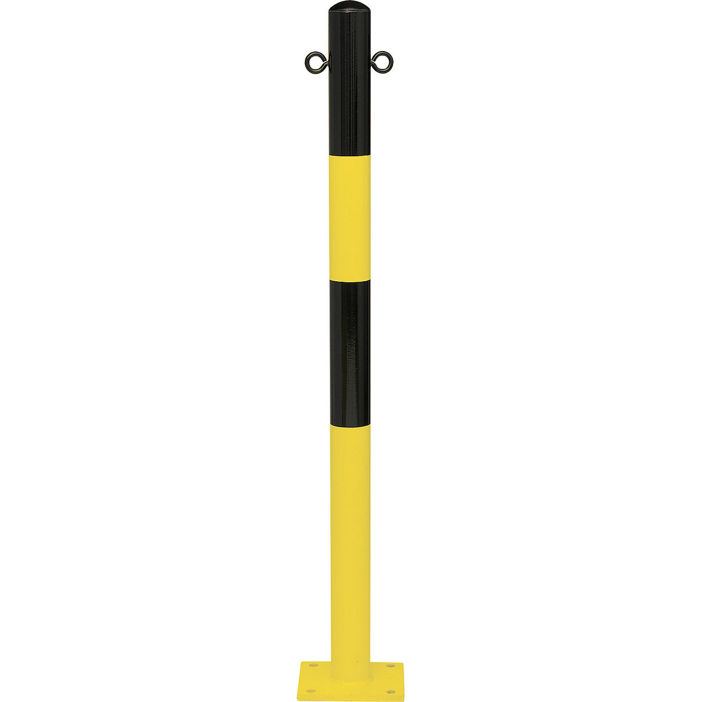 Bollard Morion, for bolting in place, Ø 60 mm, painted black/yellow, 2 eyelets.