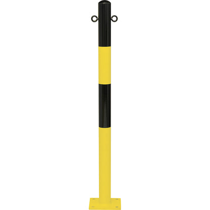 Bollard Morion, for bolting in place, Ø 60 mm, painted black/yellow, 2 eyelets.