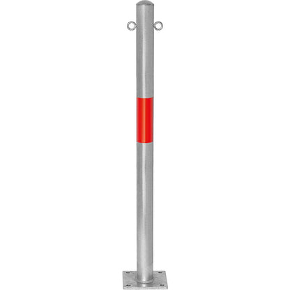 Bollard Morion, for bolting in place, Ø 60 mm, hot dip galvanised / reflective red, 2 eyelets.