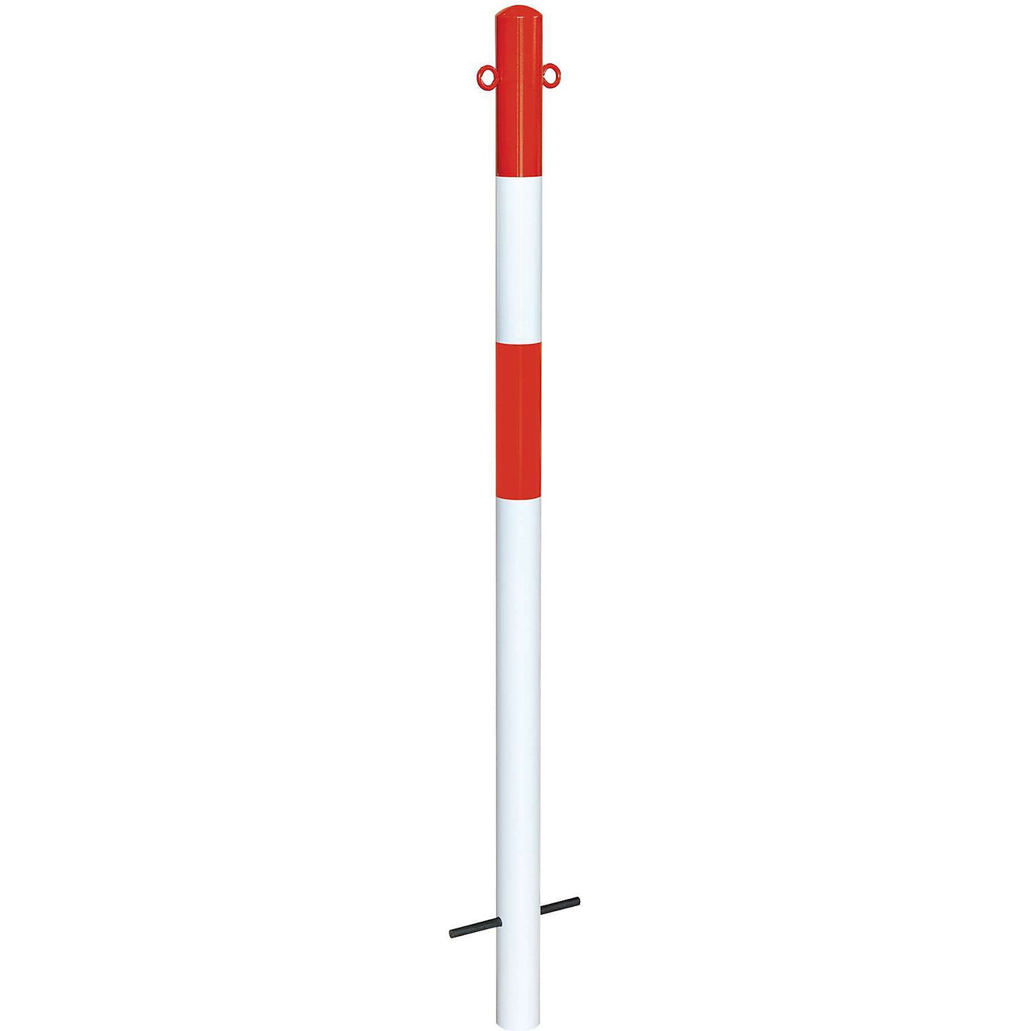 Bollard Morion, for setting in concrete, Ø 60 mm, painted red/white, 2 eyelets.