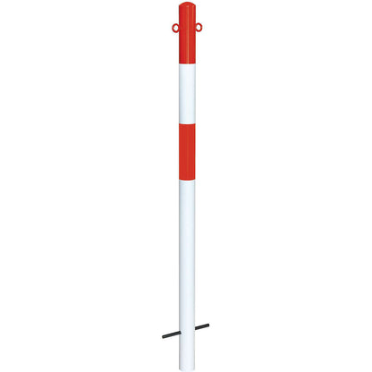 Bollard Morion, for setting in concrete, Ø 60 mm, painted red/white, 2 eyelets.