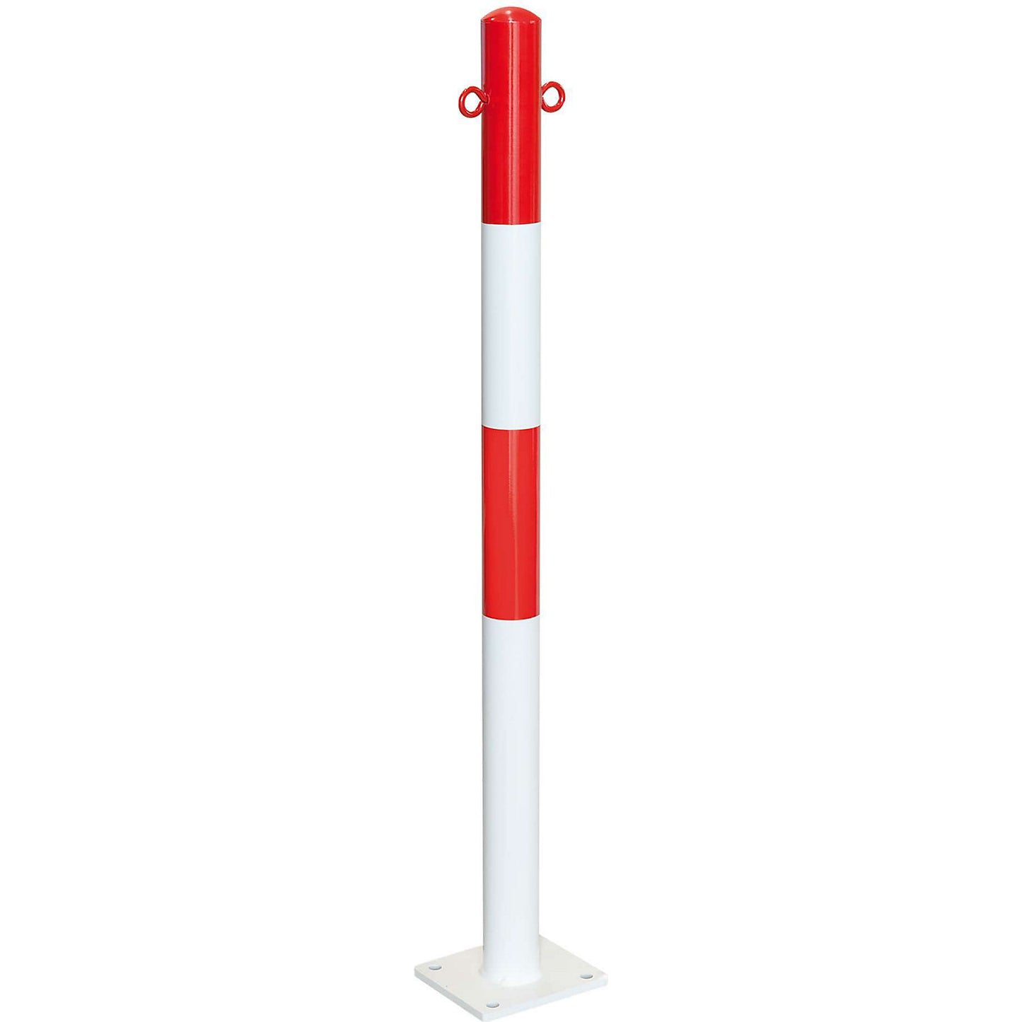 Bollard Morion, for bolting in place, Ø 60 mm, painted red/white, 2 eyelets.